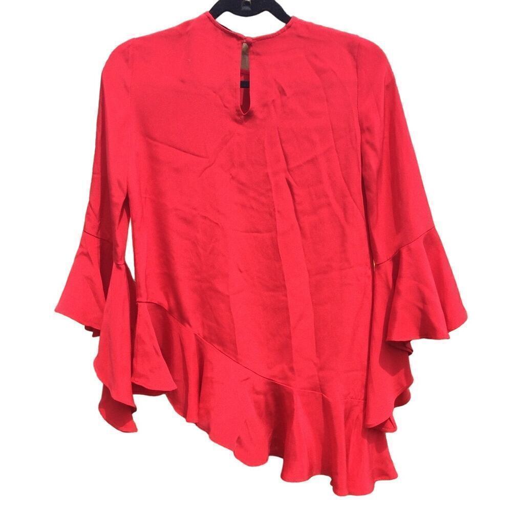Alexis Red Stone top womens XS Cherry holiday festive formal asymmetrical hem - Picture 7 of 14